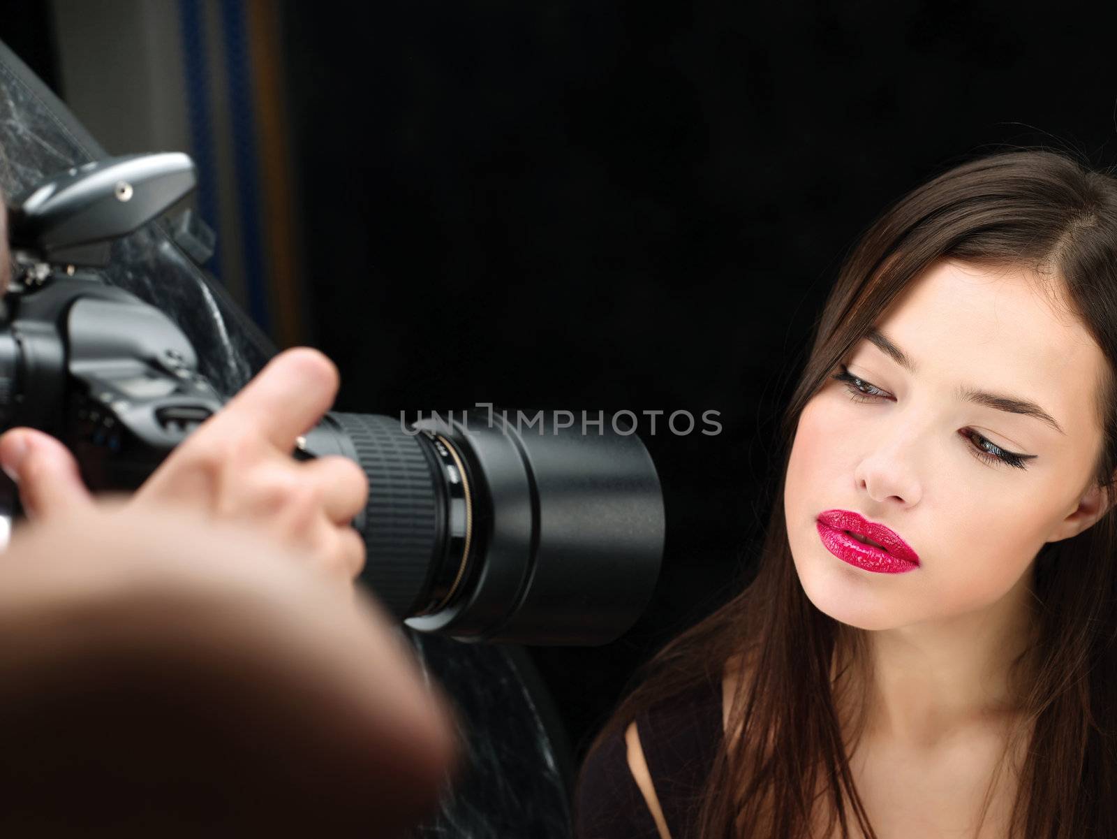 female model on photo shoting in studio by imarin