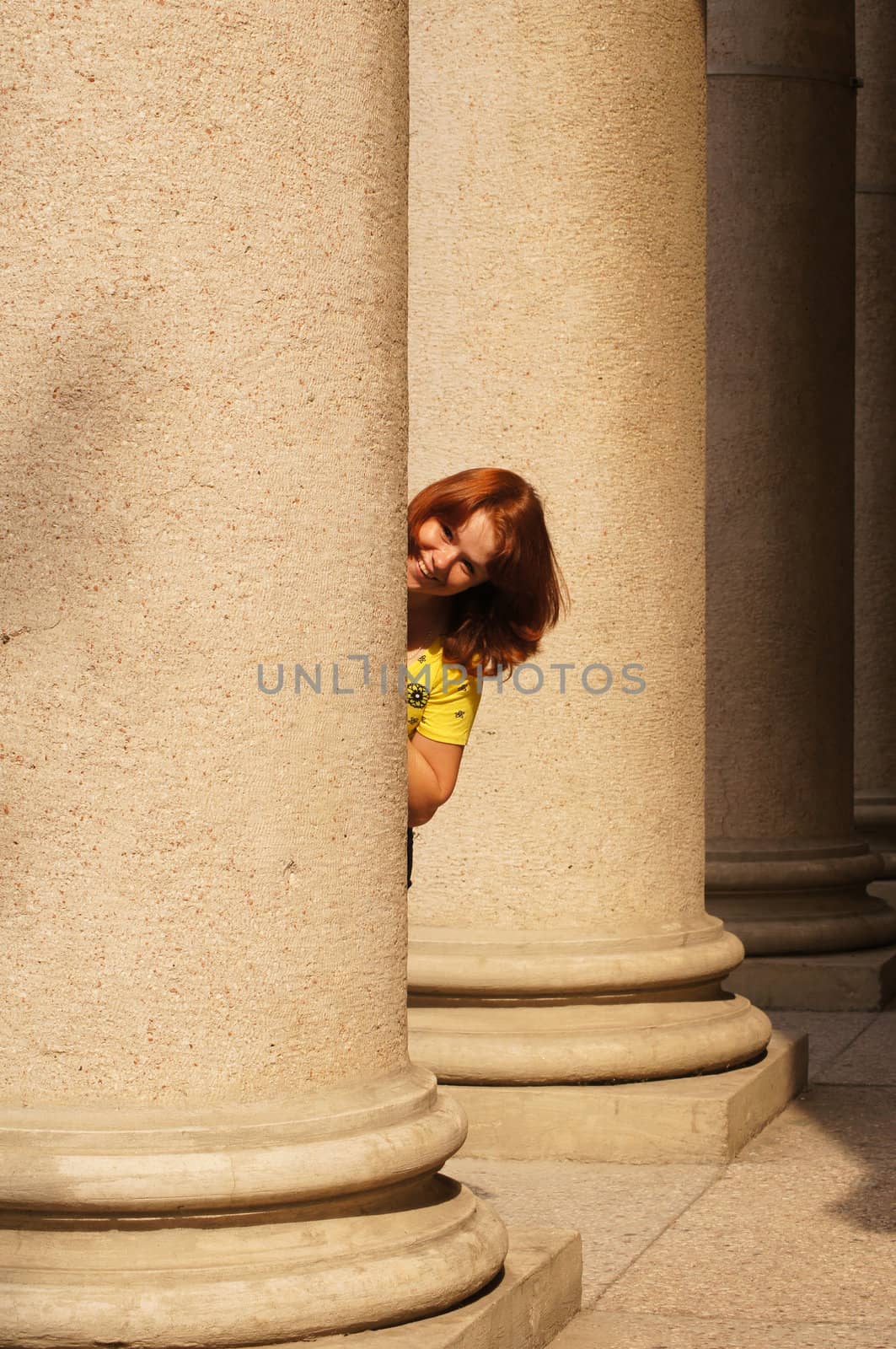 The young cheerful girl on walk