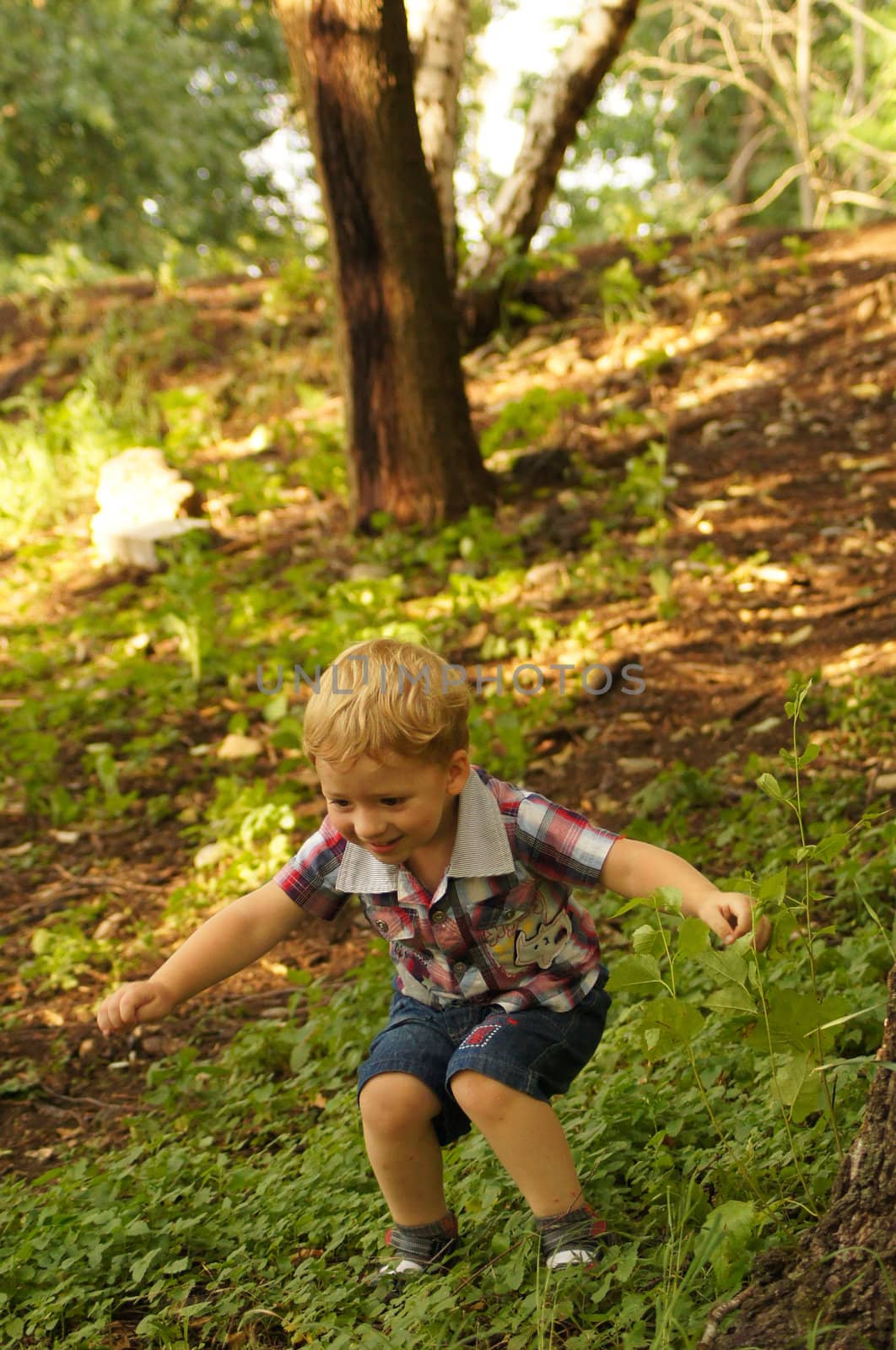 The little boy on walk