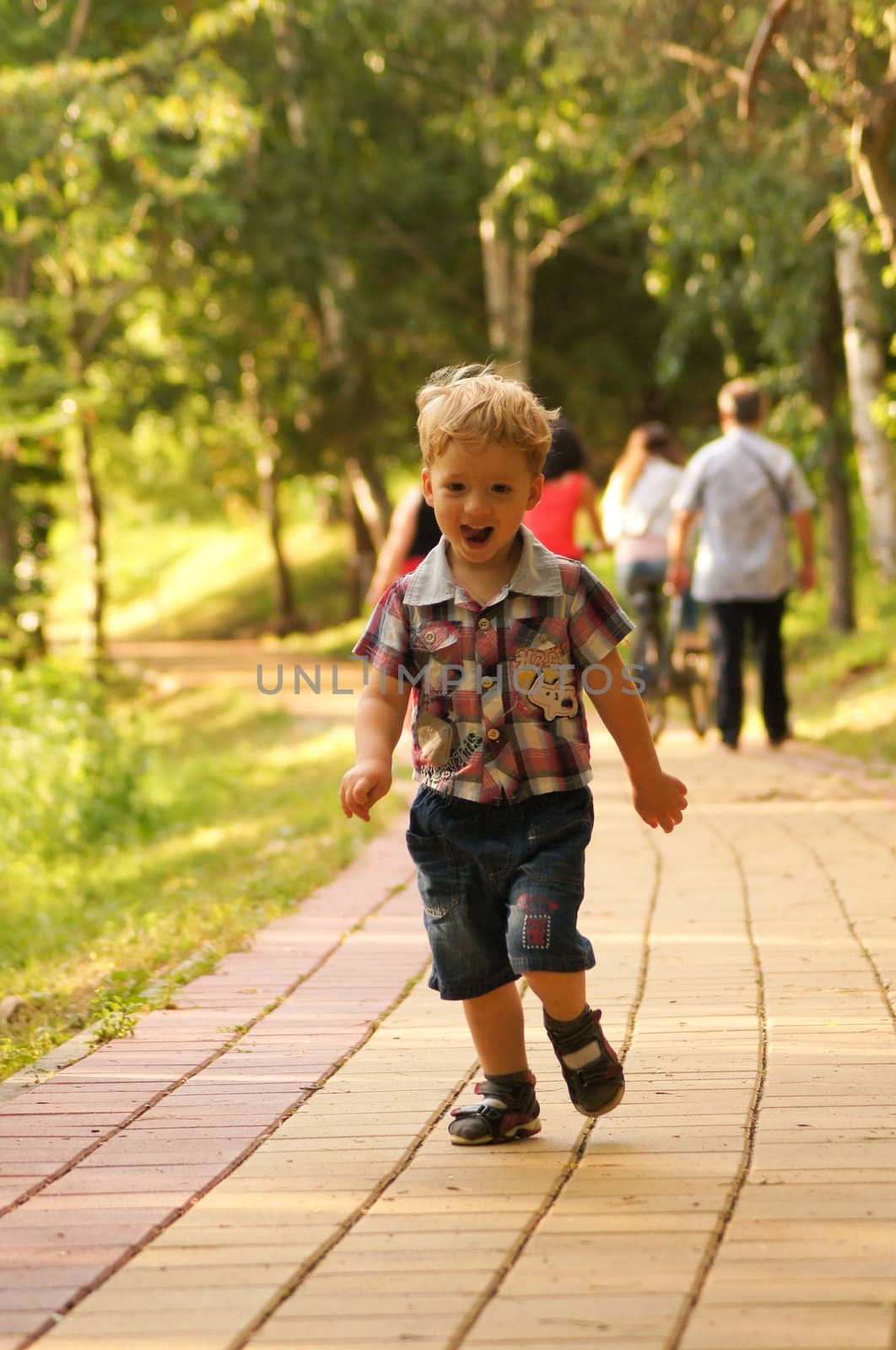 The little boy on walk