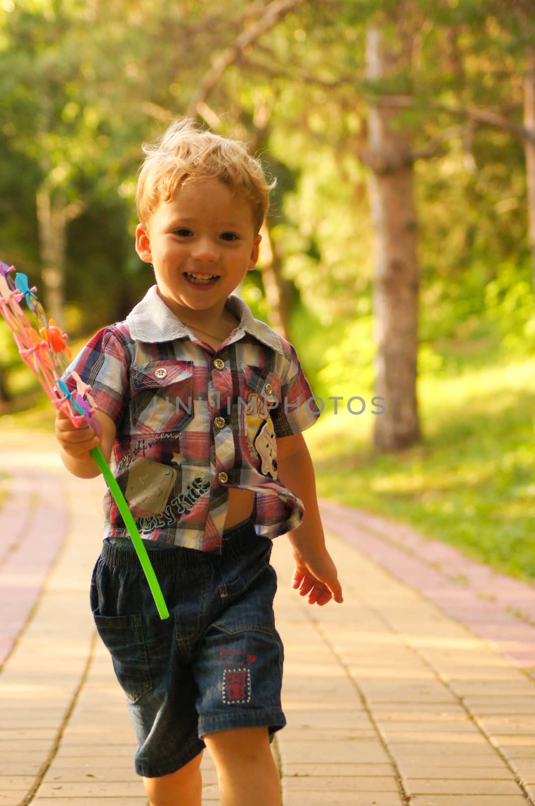 The little boy on walk