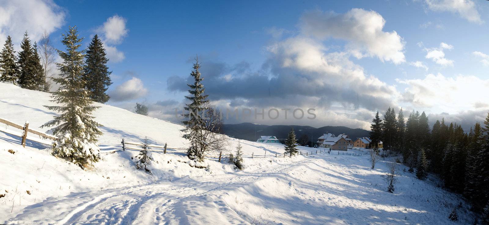 An image of beautiful winter field and clouds