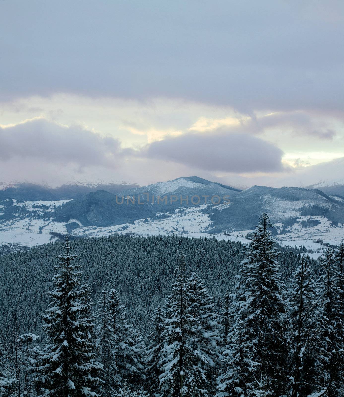 Stock photo: an image of beautiful mountains in winter