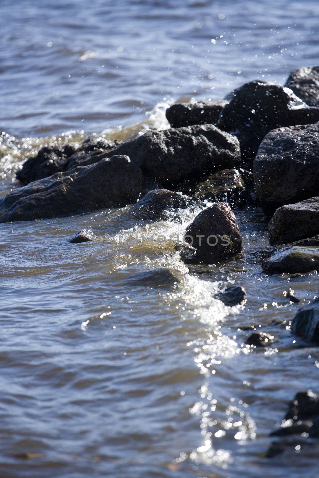 Rocky Coastline with moving water