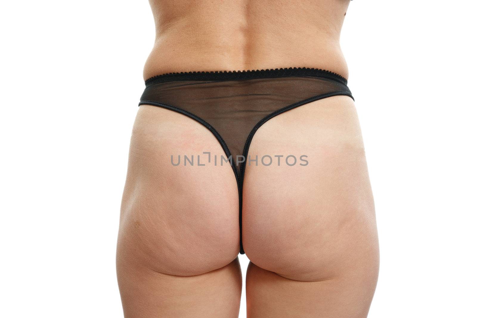 problems with overweight and cellulite, woman buttocks on a white 