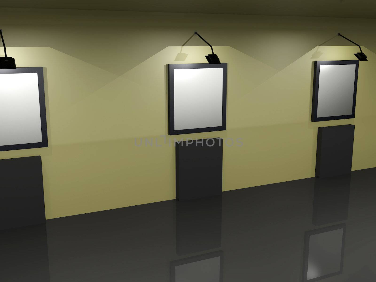 The big gallery with empty black frames