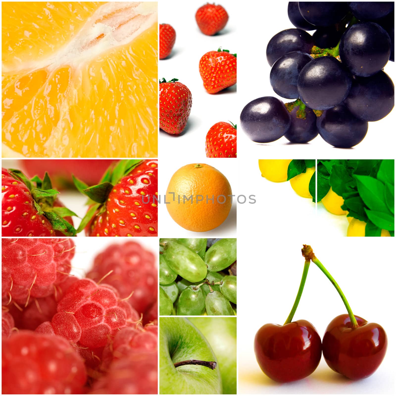 Berries and other fruit on a white background