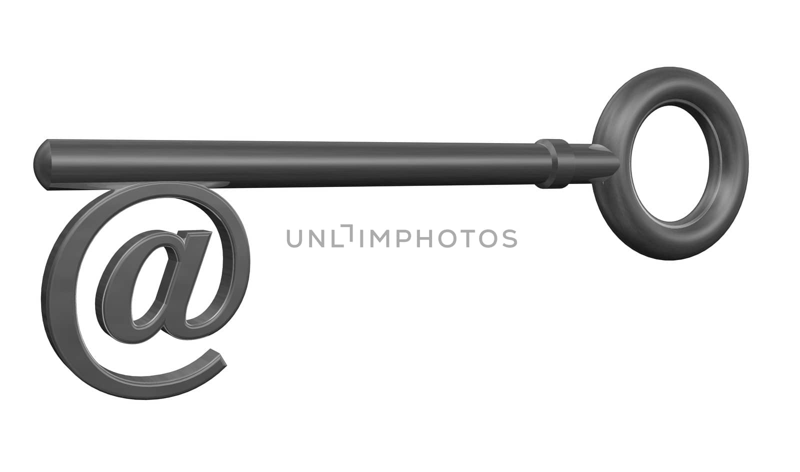 key with email symbol - 3d illustration