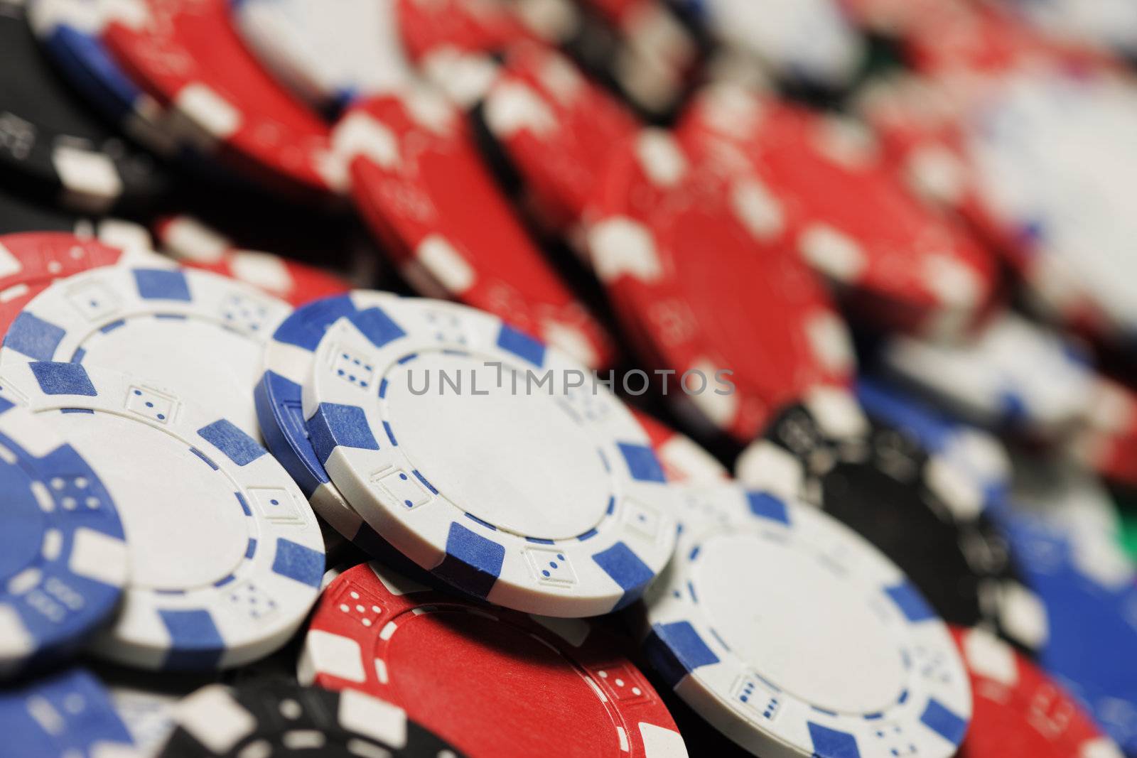 Poker Chips multi colored close up