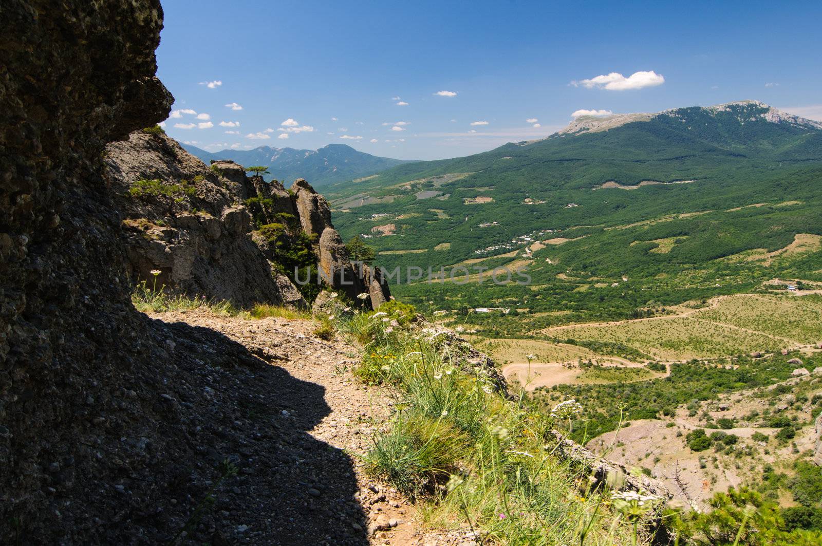 Sunny day on mountain plateau, Crimea, Ukraine