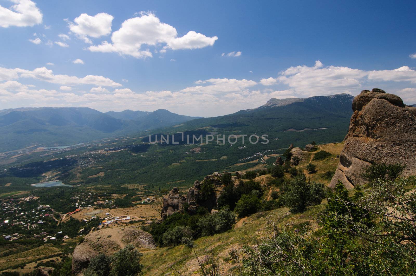 Sunny day on mountain plateau, Crimea, Ukraine