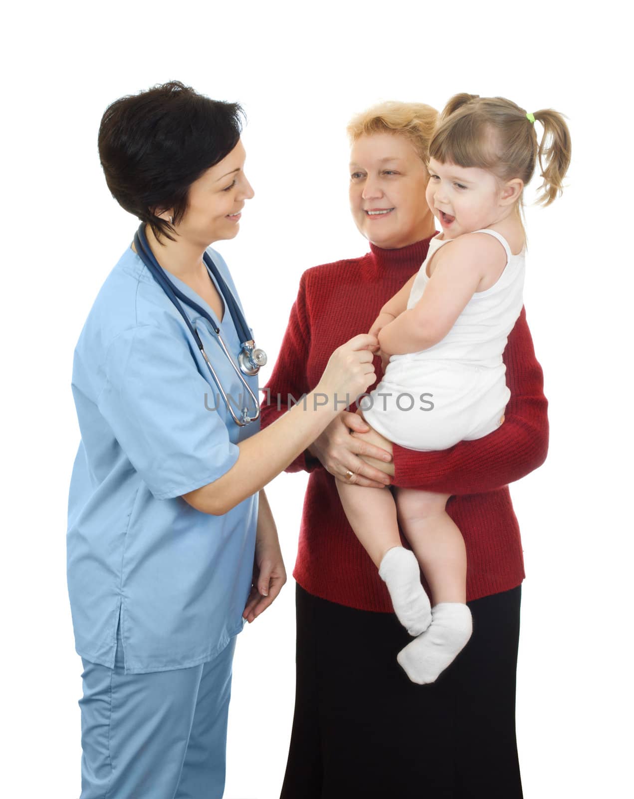 Girl with grandmother on reception at the doctor by rbv