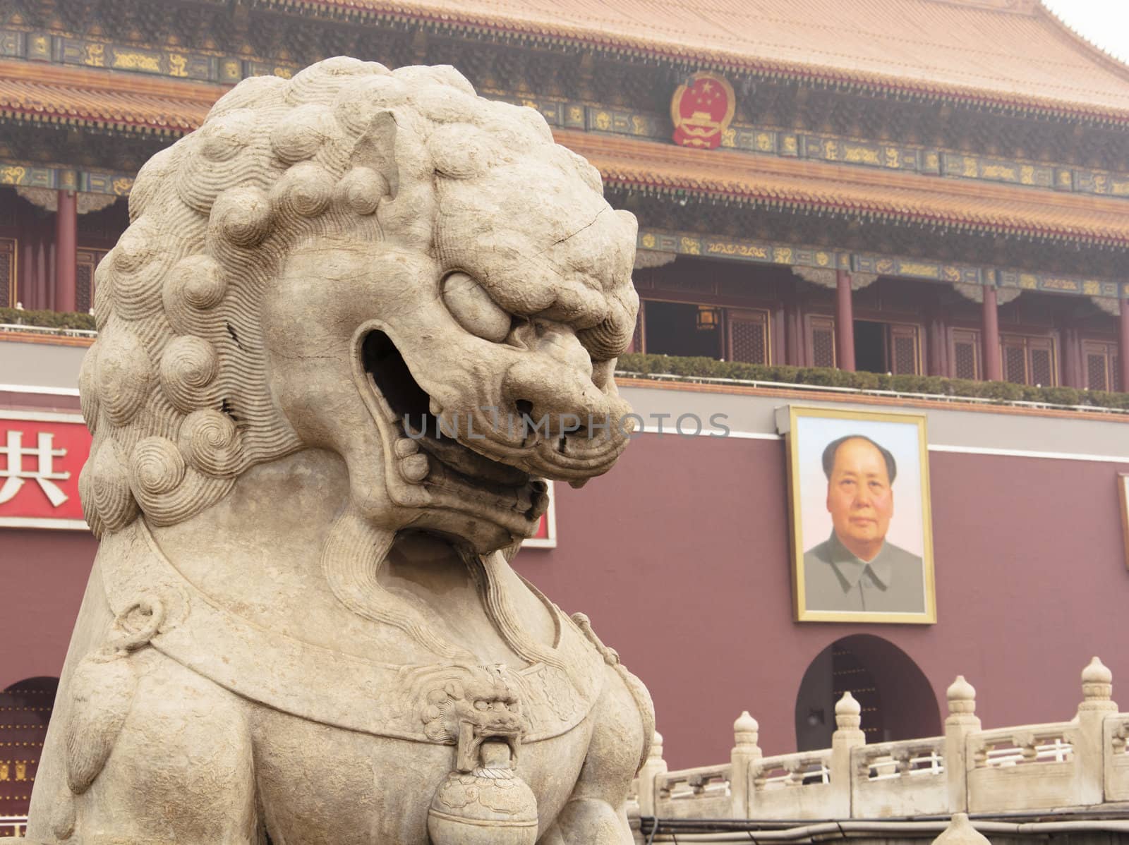 lion guarding the Tiananmen Square