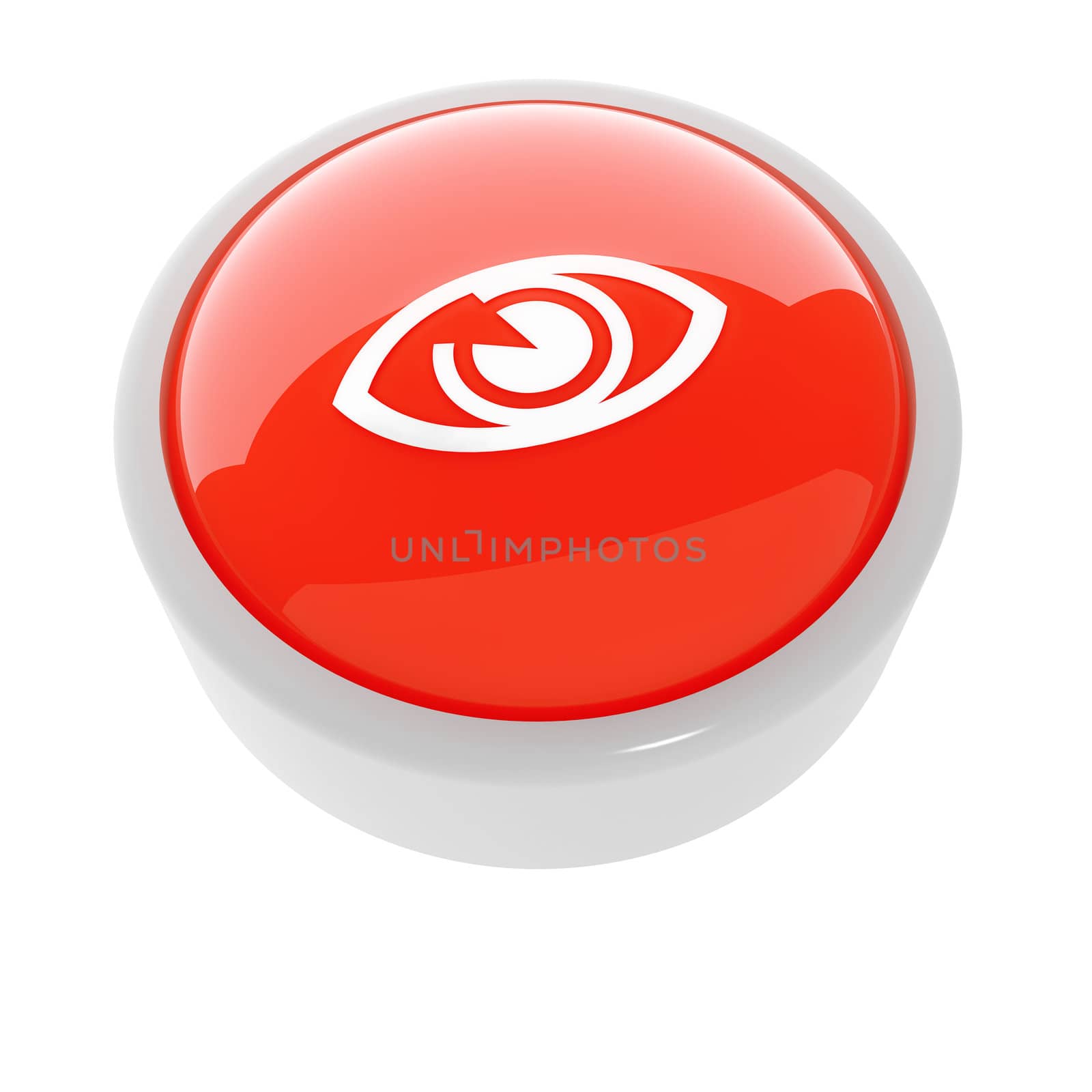 red button with a caution sign on a white background