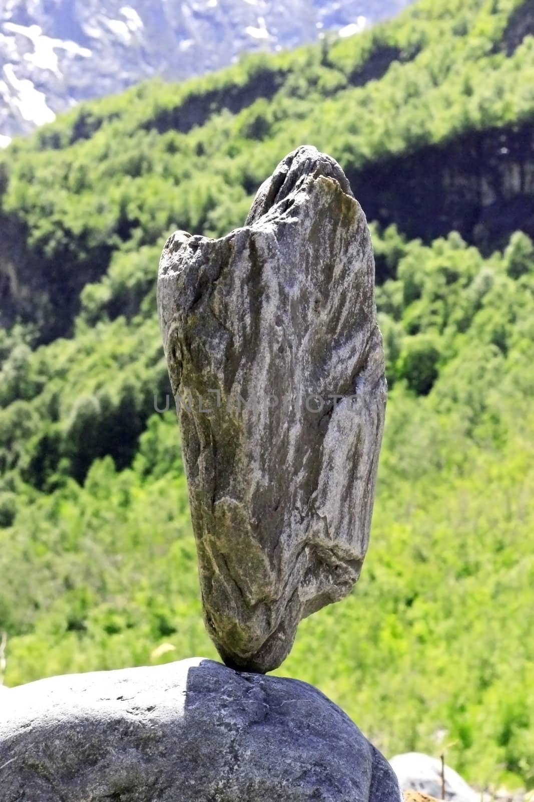 Balanced stones near the caucasus mountain river by scullery