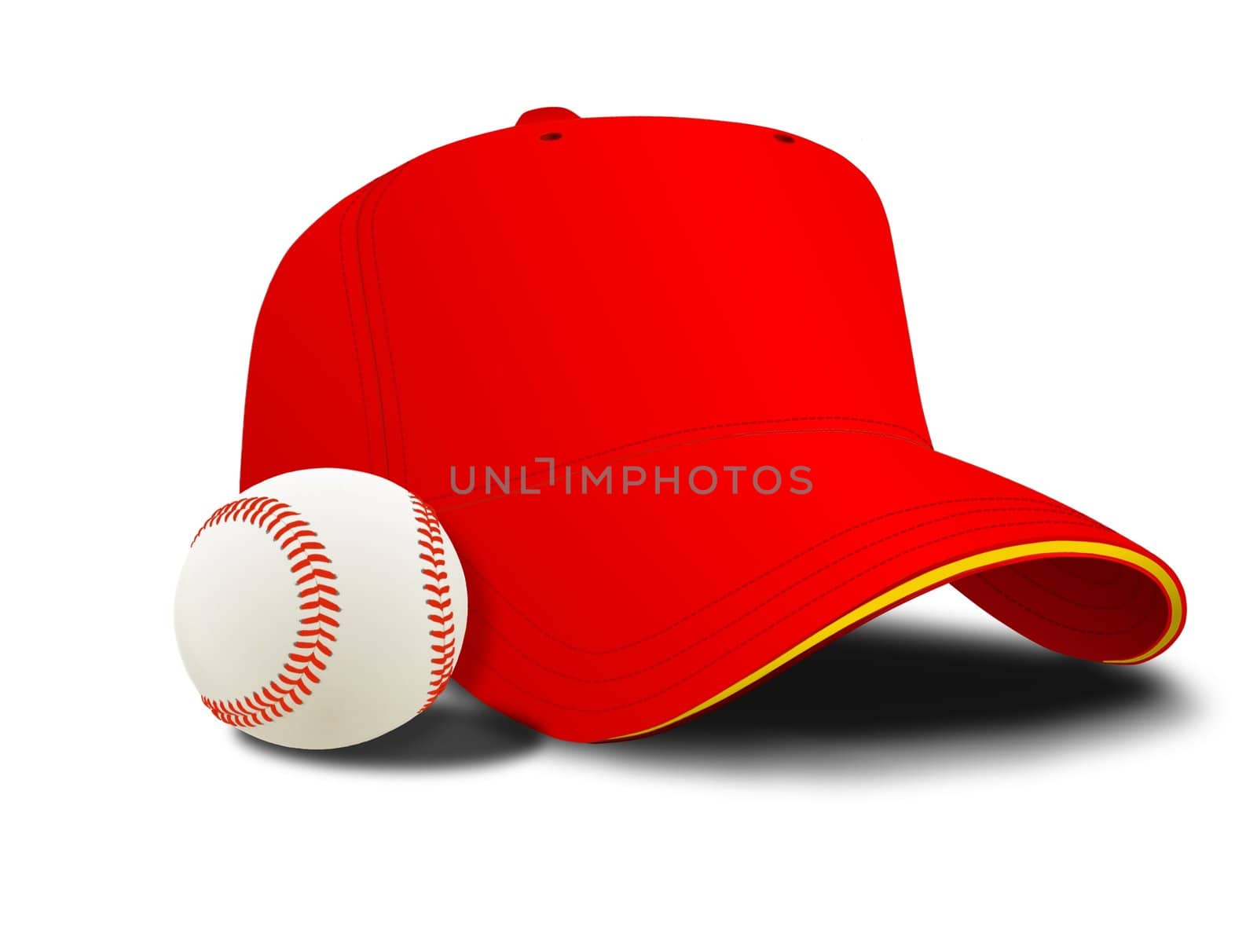 Red baseball cap and ball