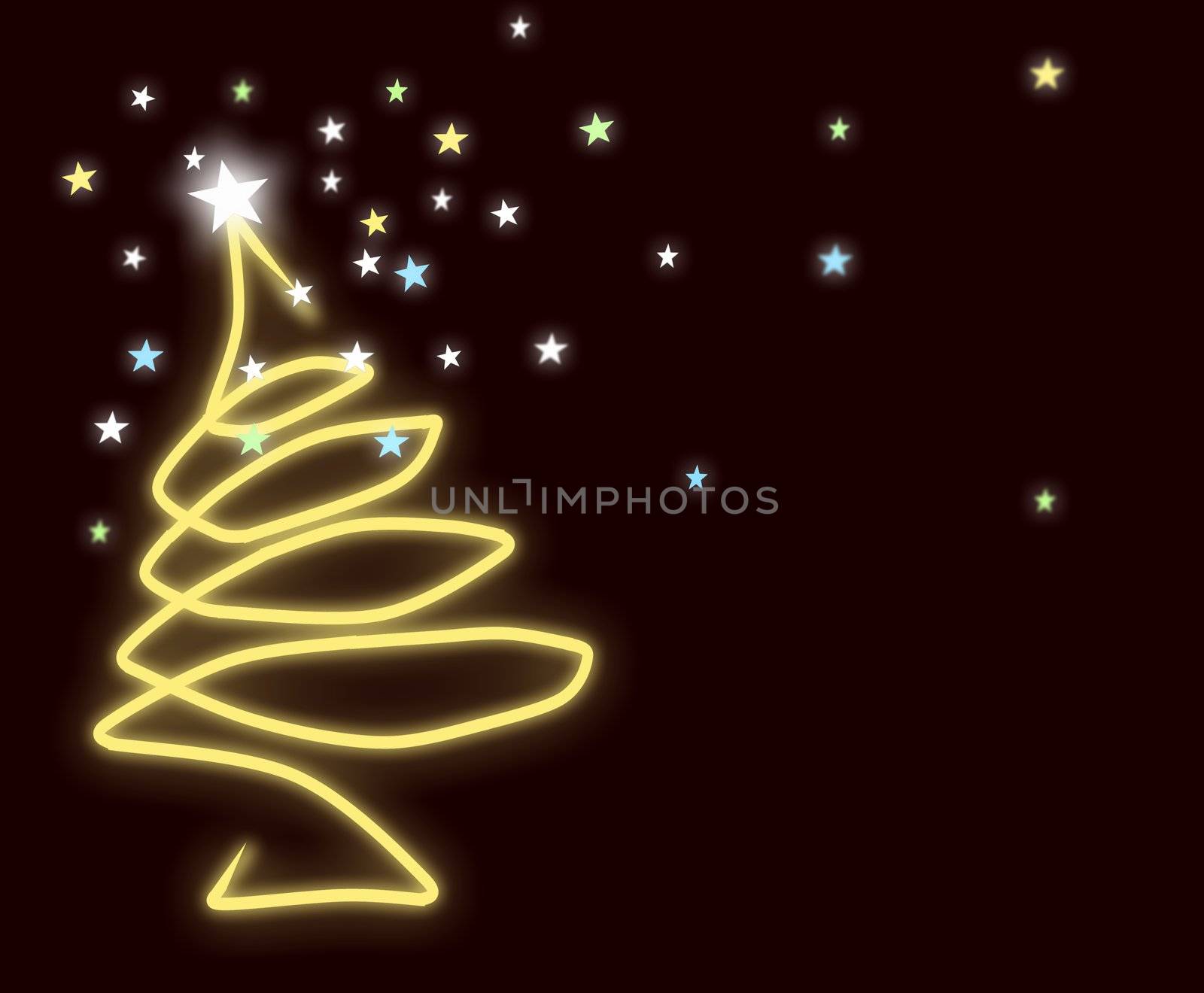 Christmas tree with glowing lights