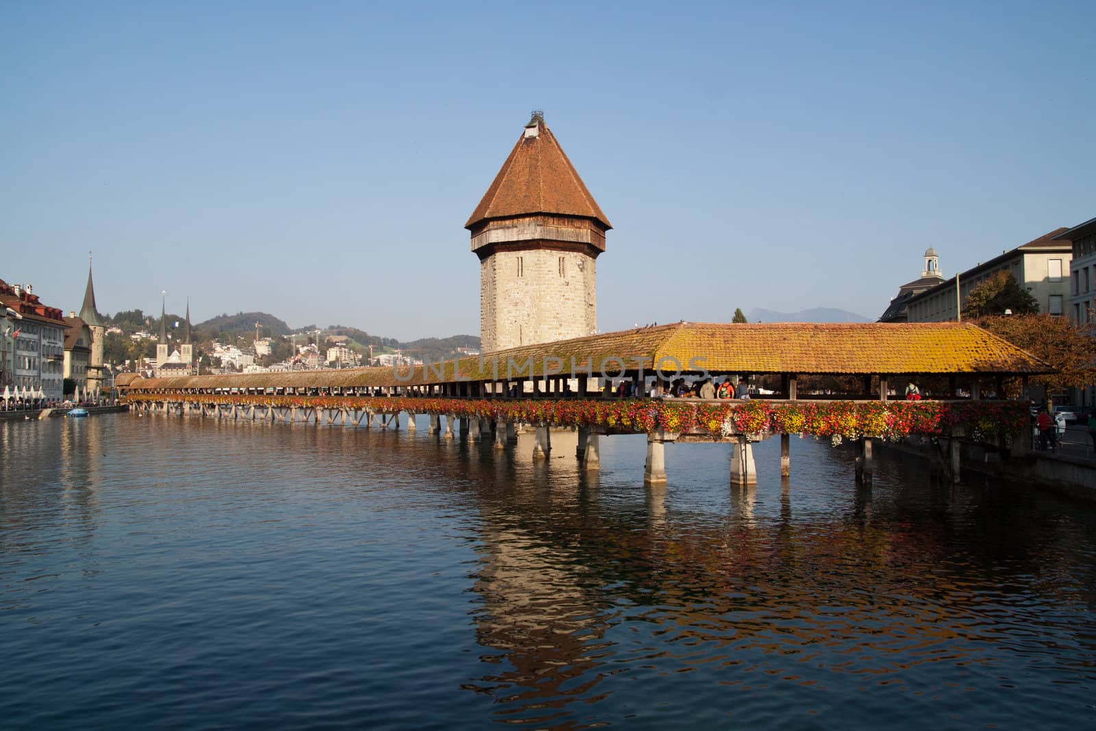 old bridge Kapellbrucke and Wasserturm in Luzern