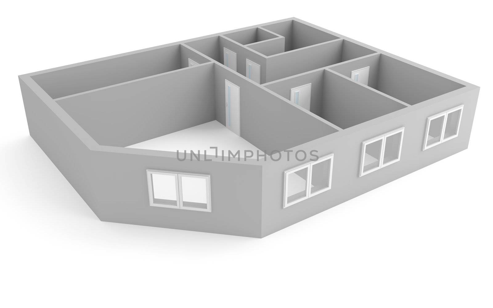 plan of modern apartment with empty rooms with windows and doors