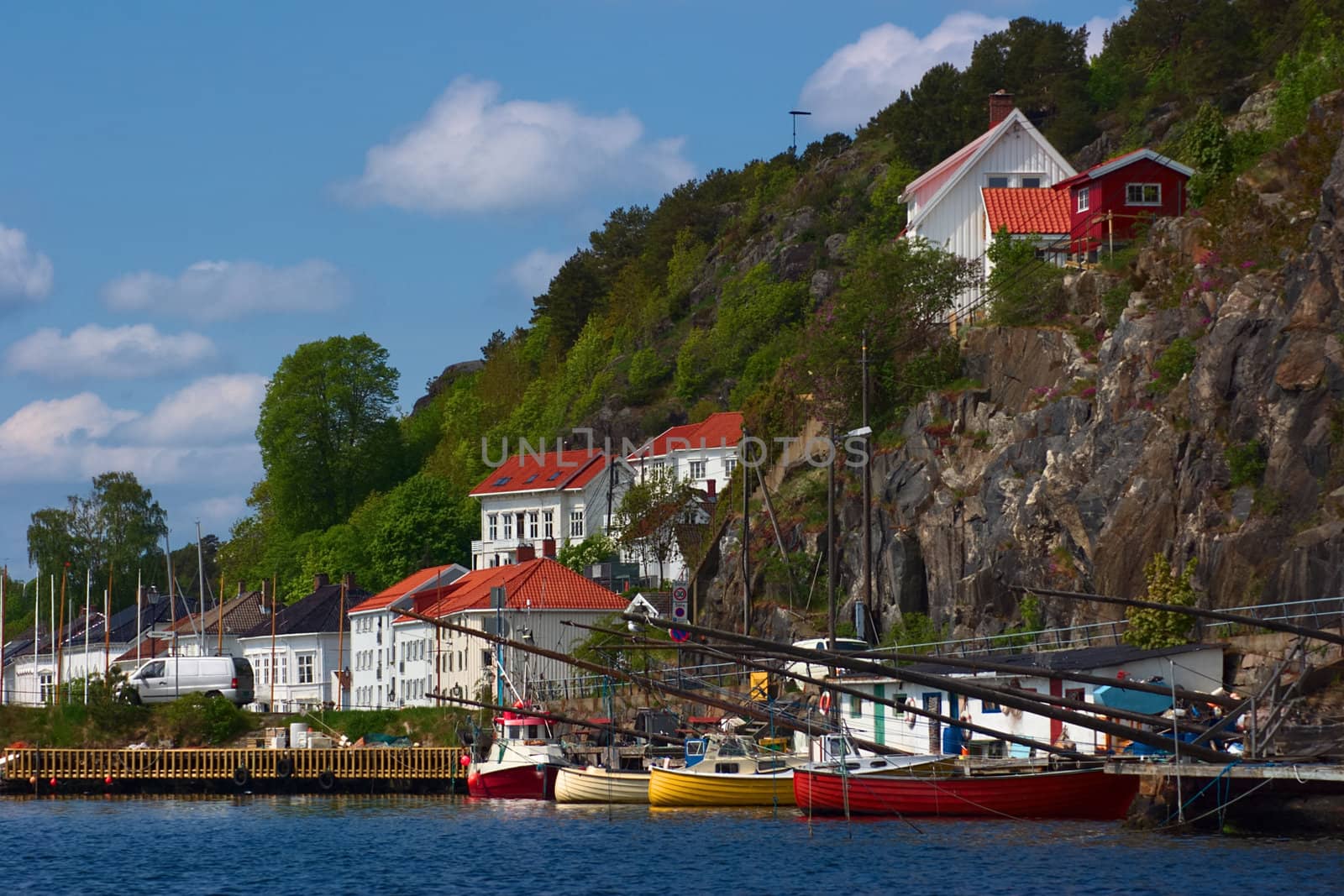 Boats in Risor, Norway by ildi