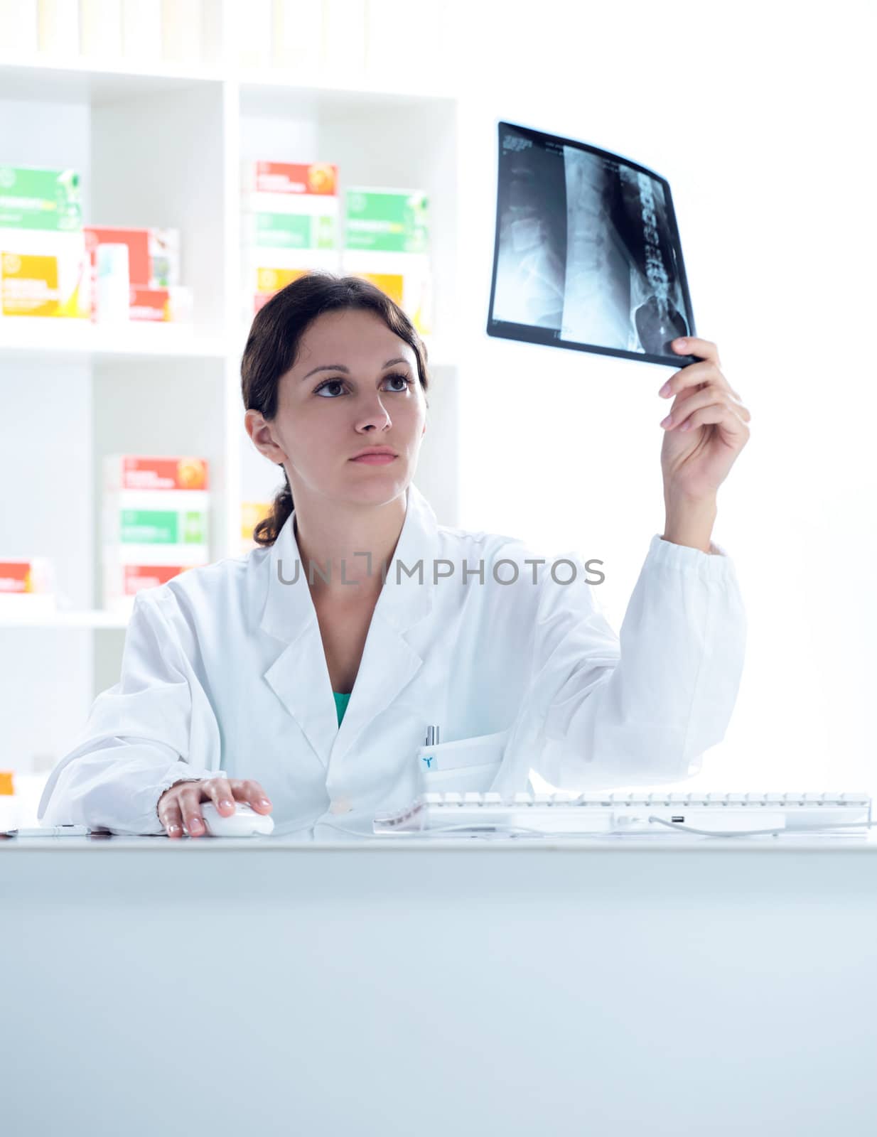 Female doctor looking at an x-ray