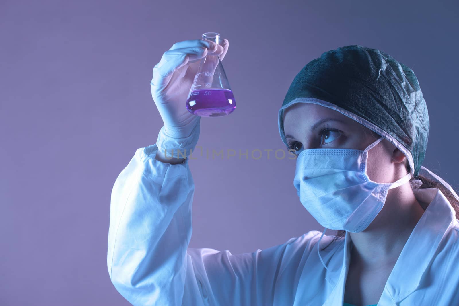 medical image: woman researcher working with chemicals
