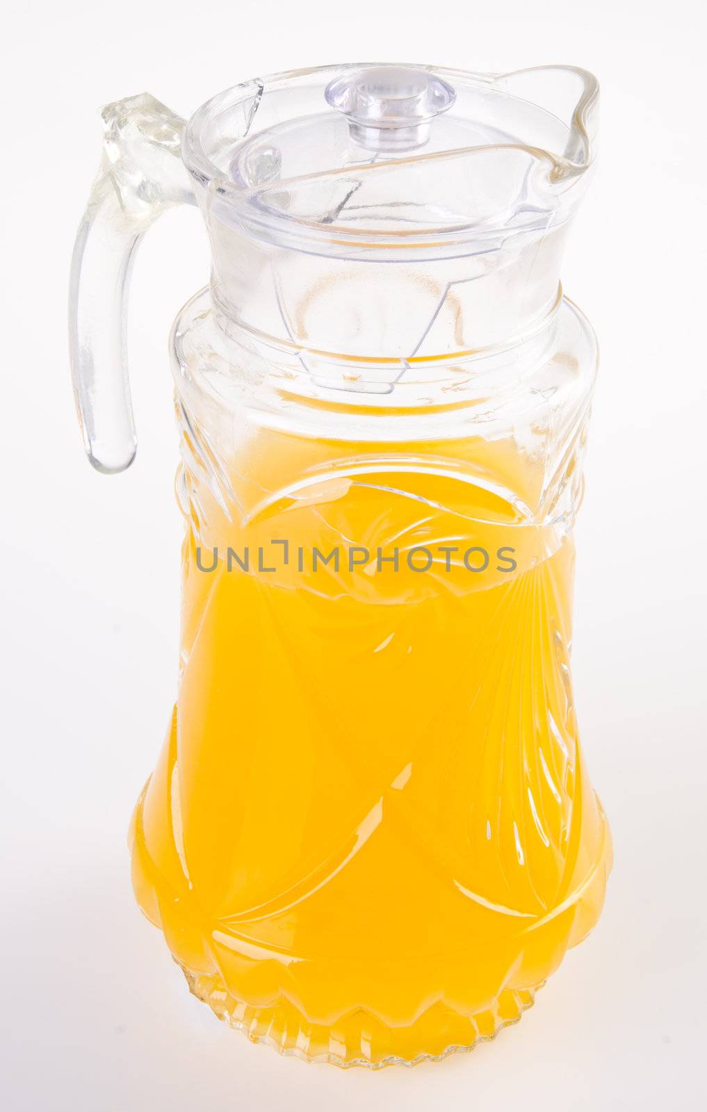 Orange juice in jar. on white background