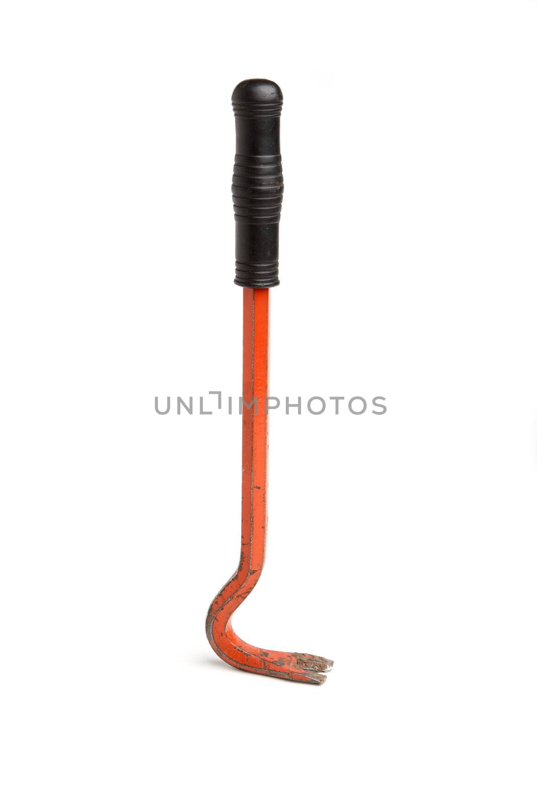 Red nail drawer with the rubber handle on a white background