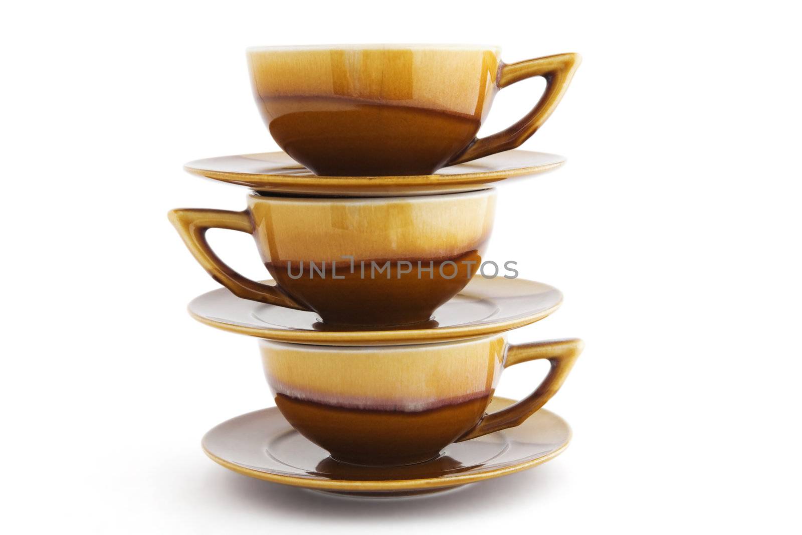 three cups on white background by Serp