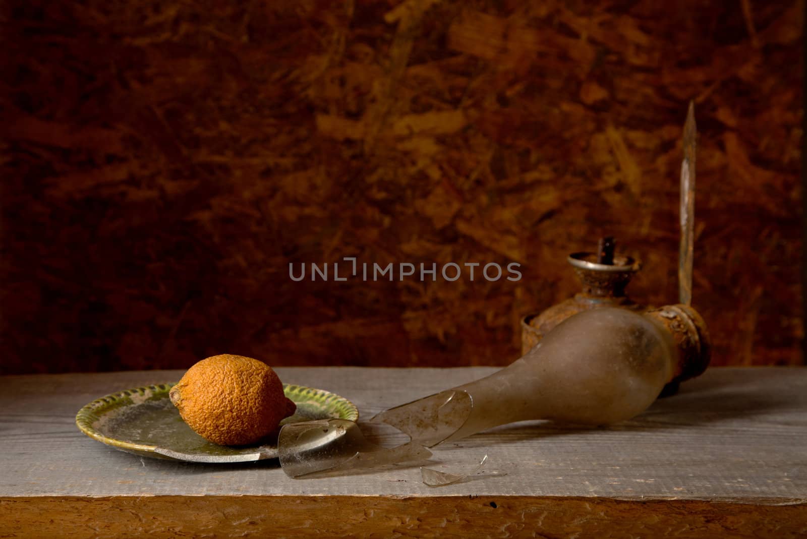 Still-life with old things on a table