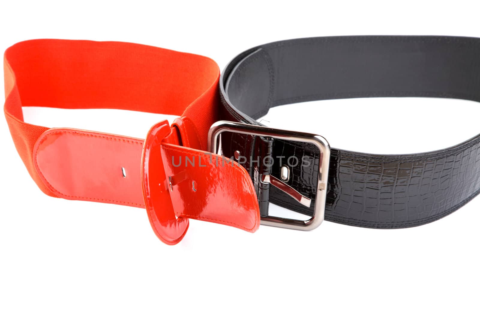 Black and red female belt isolated on a white background