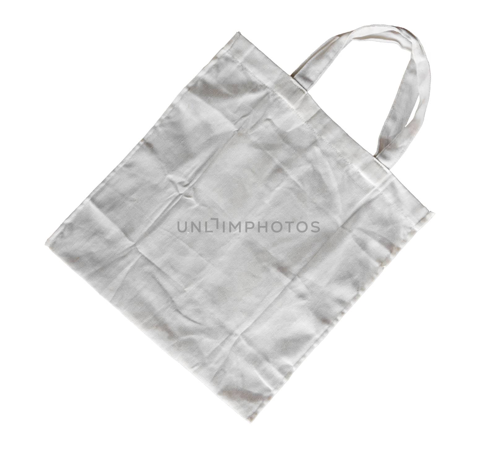 White cotton bag on white isolated background