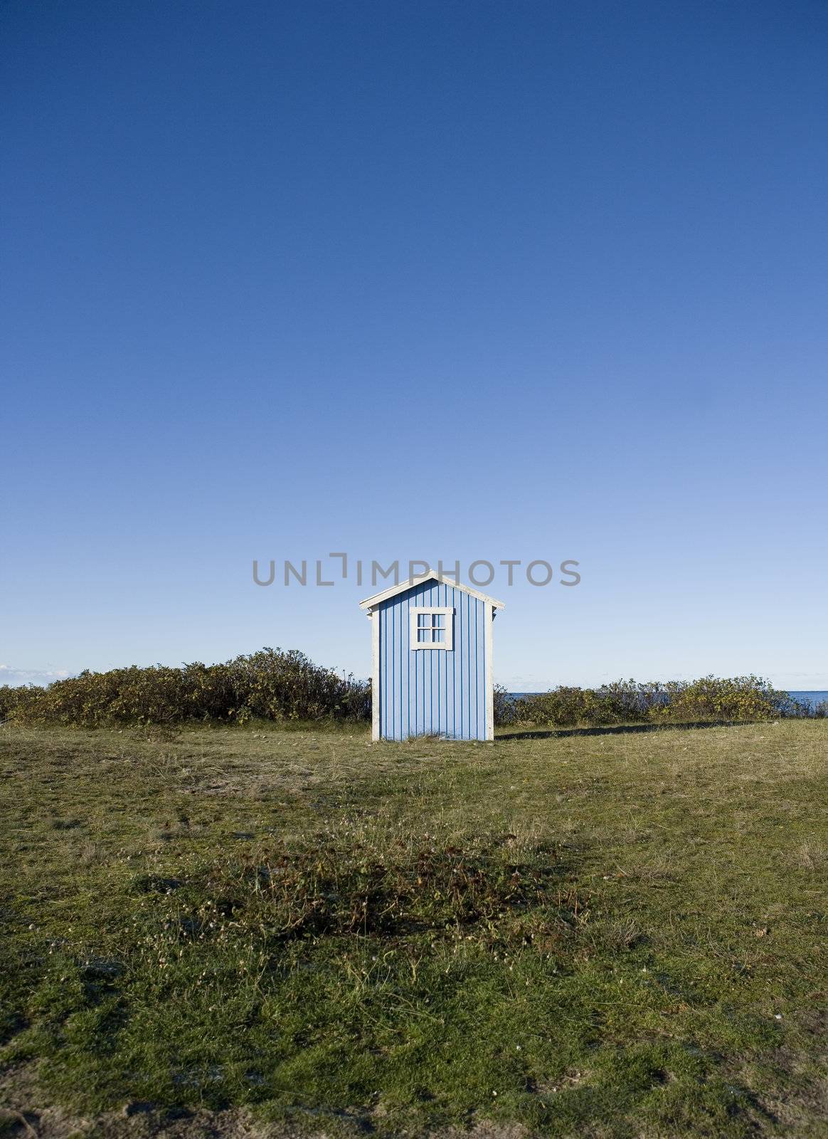 Single boathouse on a sunny day