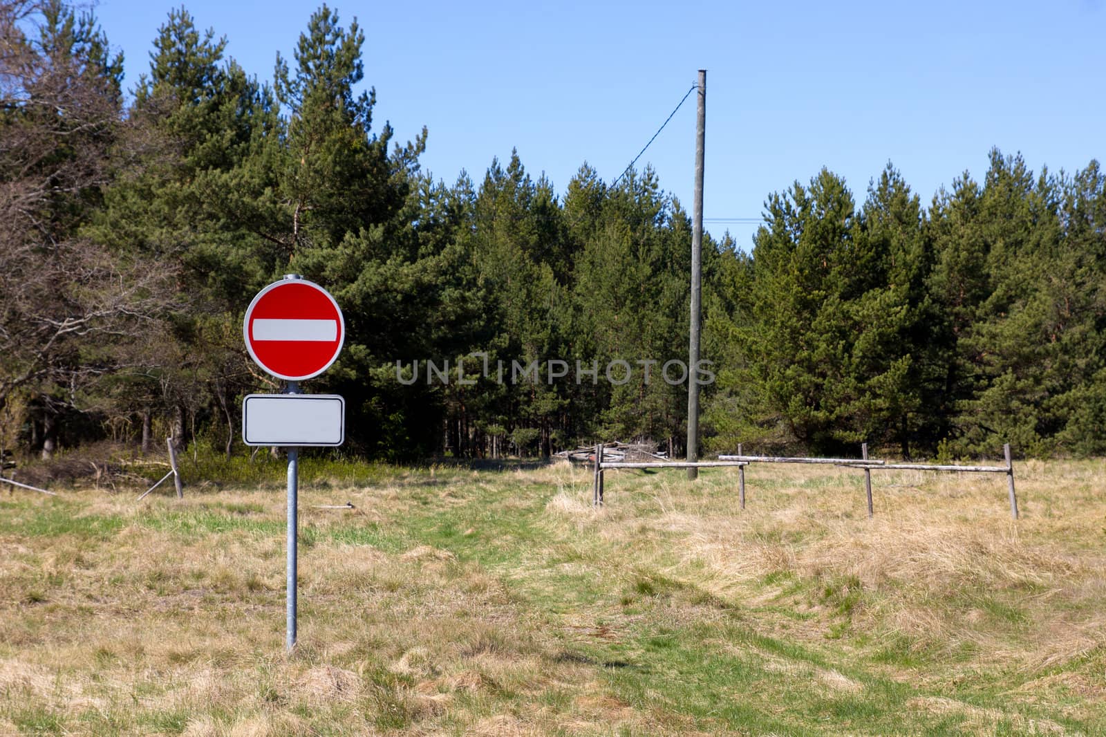 No Entry sign in forest, no road
