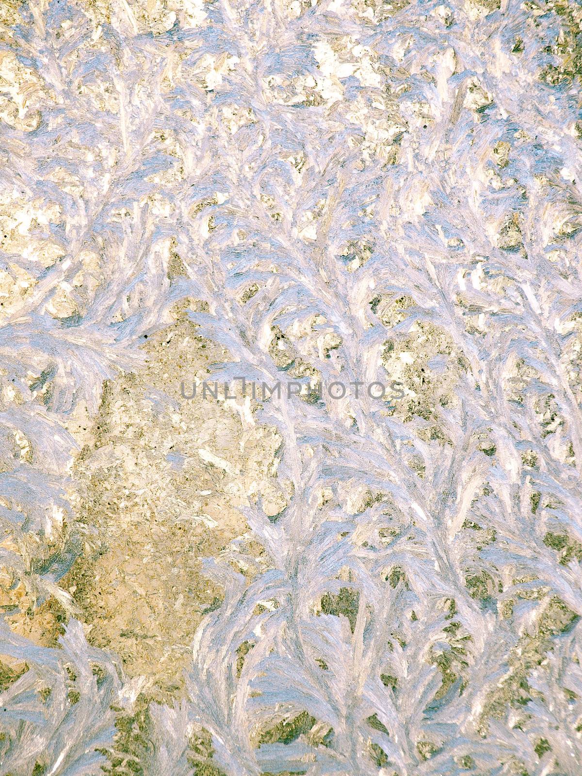 Frosty natural pattern on a winter window.