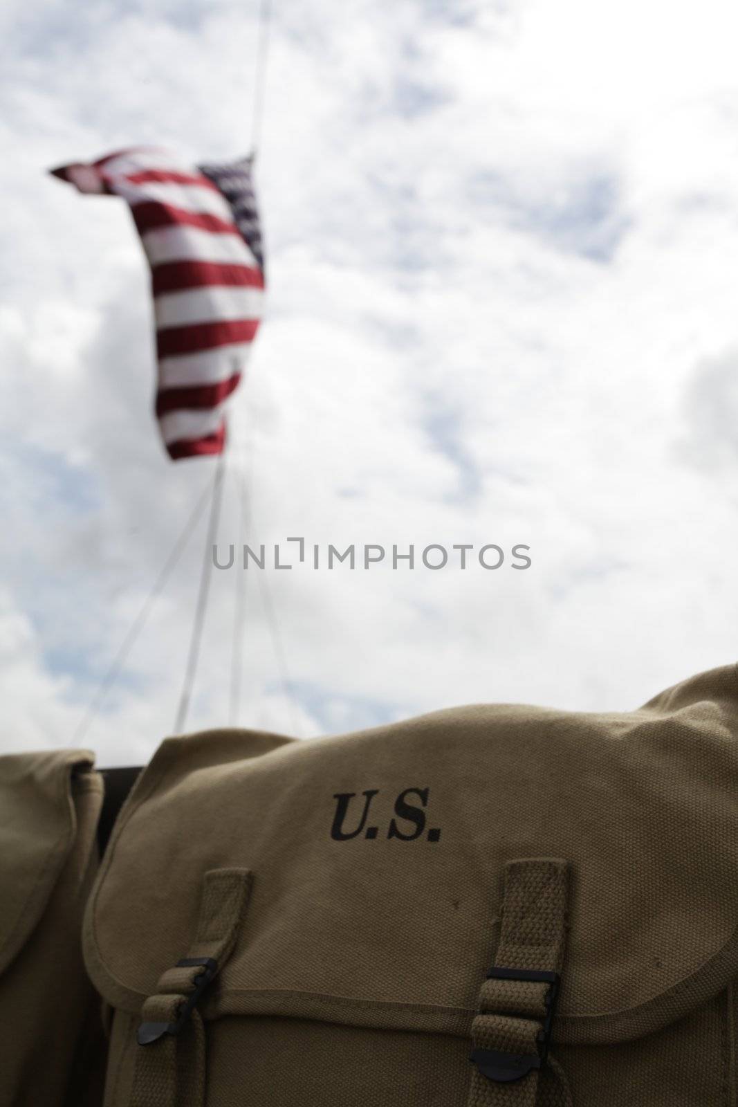 Stars & stripes with military mail bags