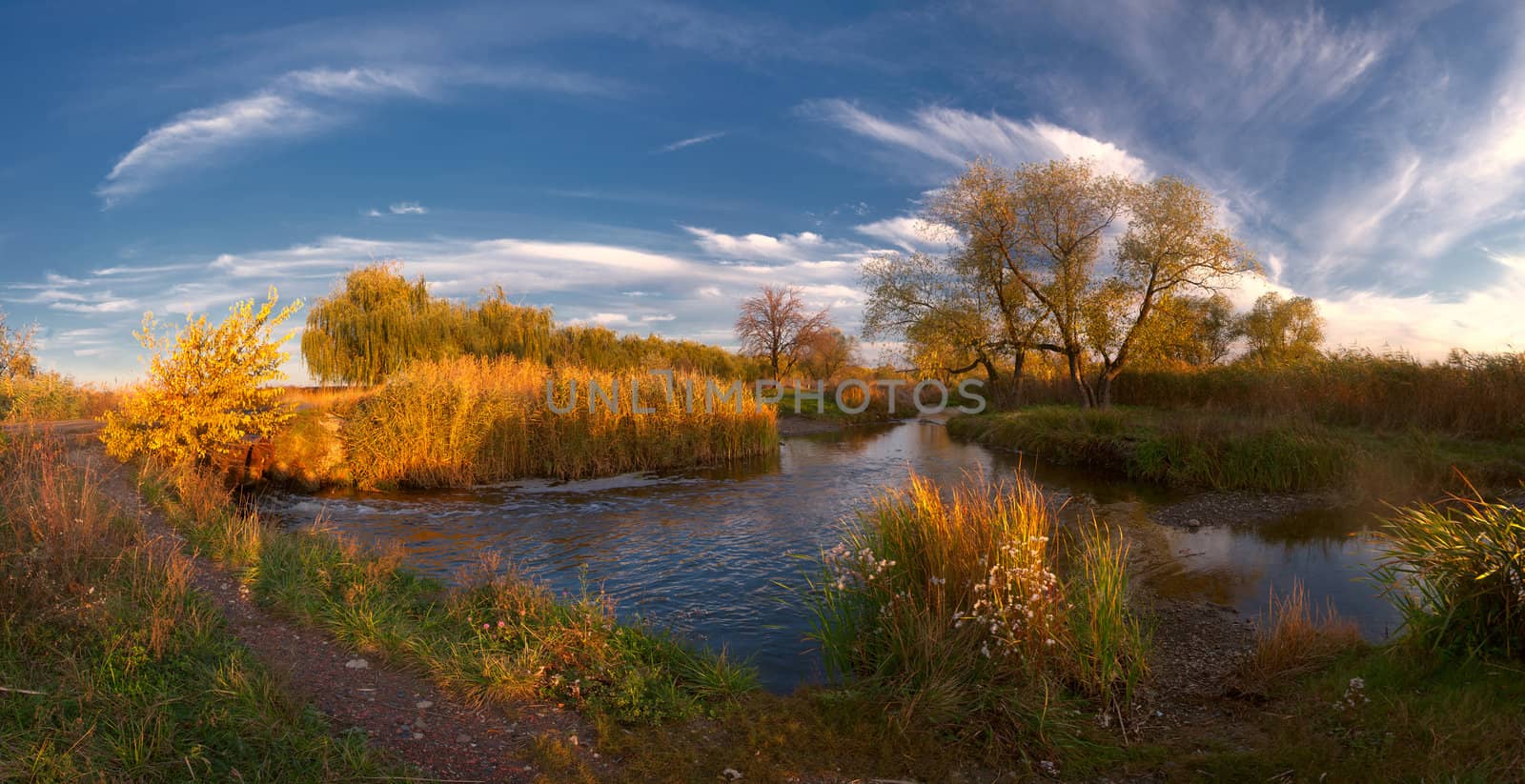 Evening river with majestic clouds by firewings