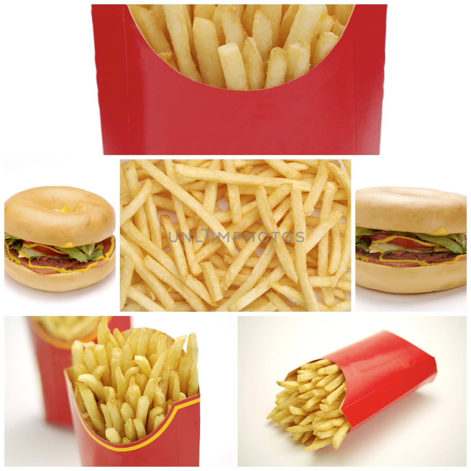 Hamburger and Chips Collage by Baltus