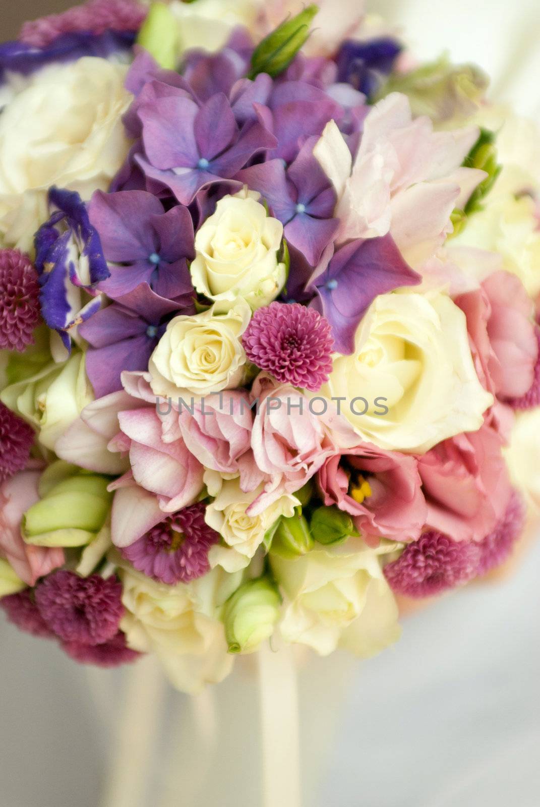 wedding bouquet of wildflowers with small depth of field