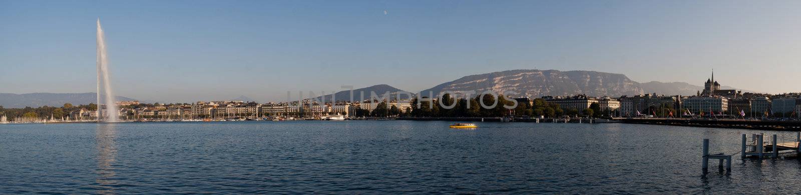 Switzerland, Geneva, view of Lake Geneva and the city