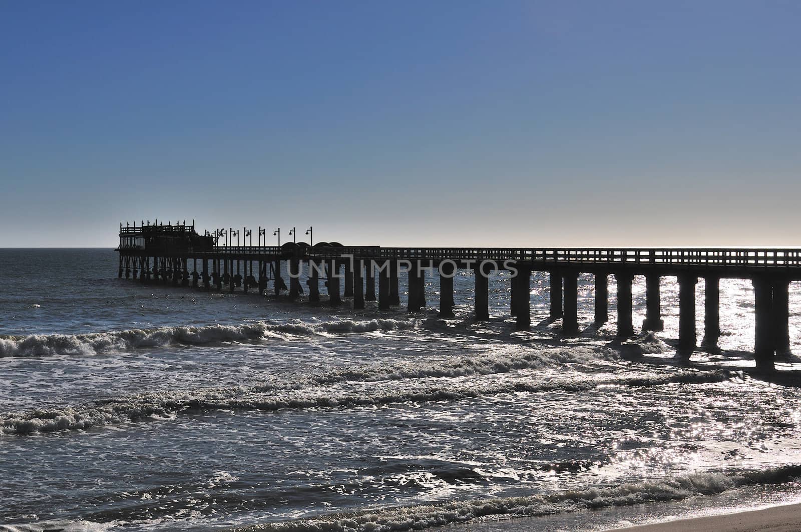 Old historic German jetty in Swakopmund Namibia