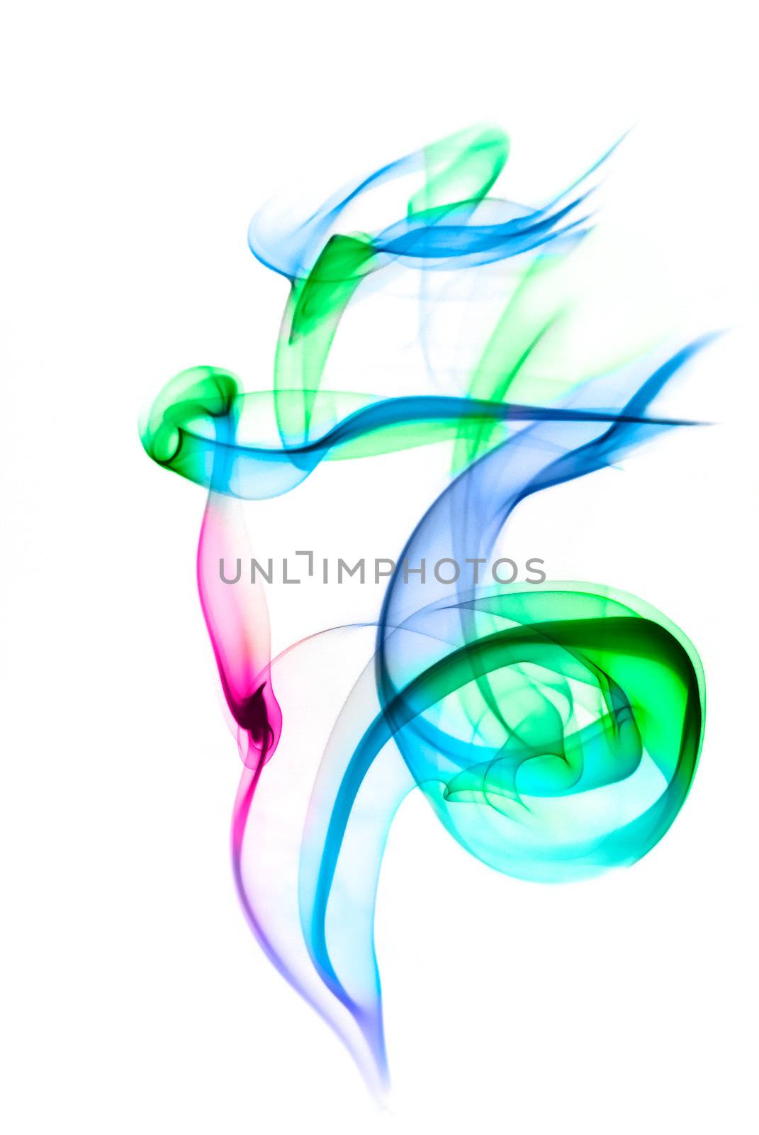 Abstract colored smoke on white background