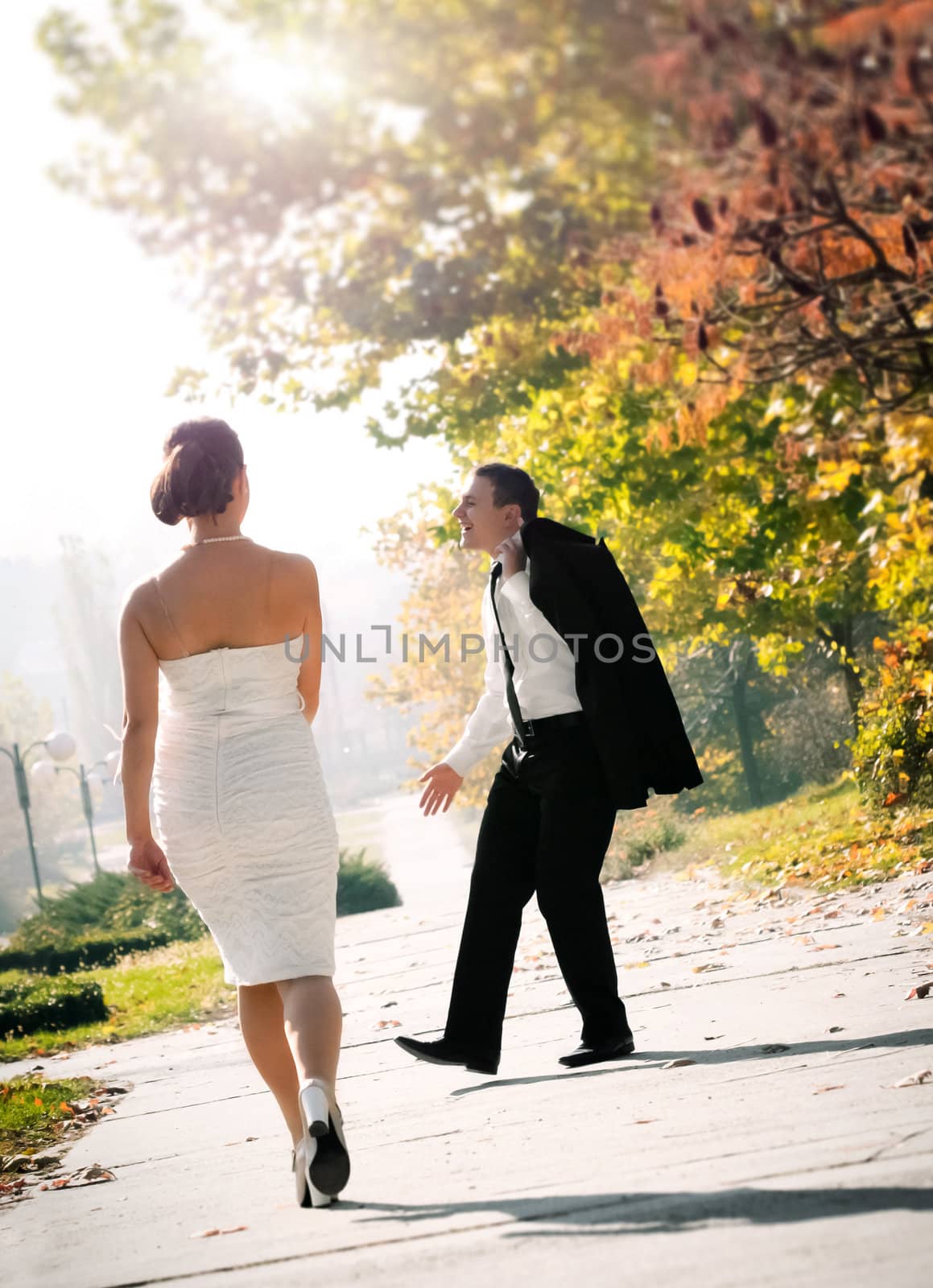 Young man Impressing a woman