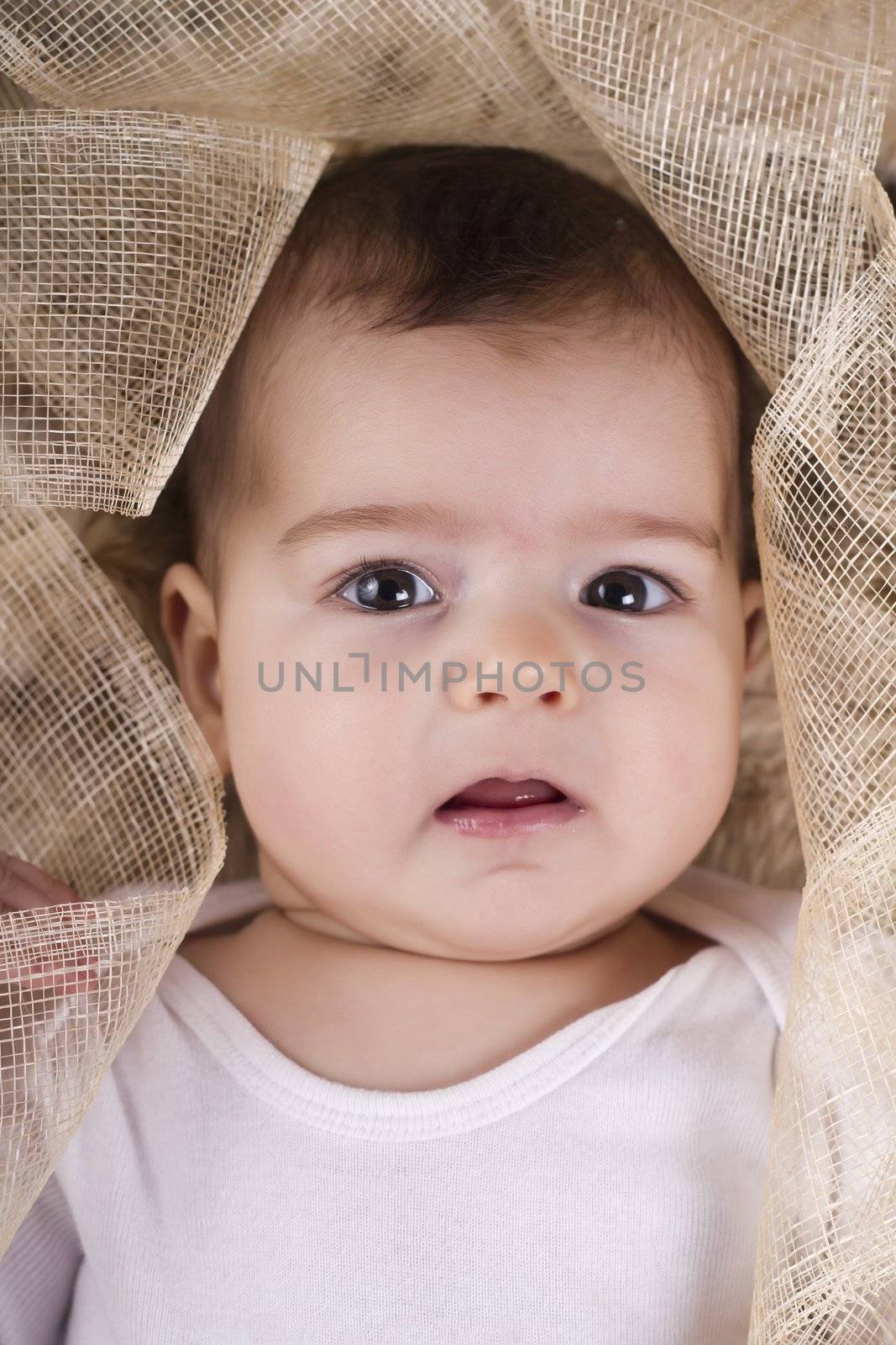 Close up view of a newborn baby face.