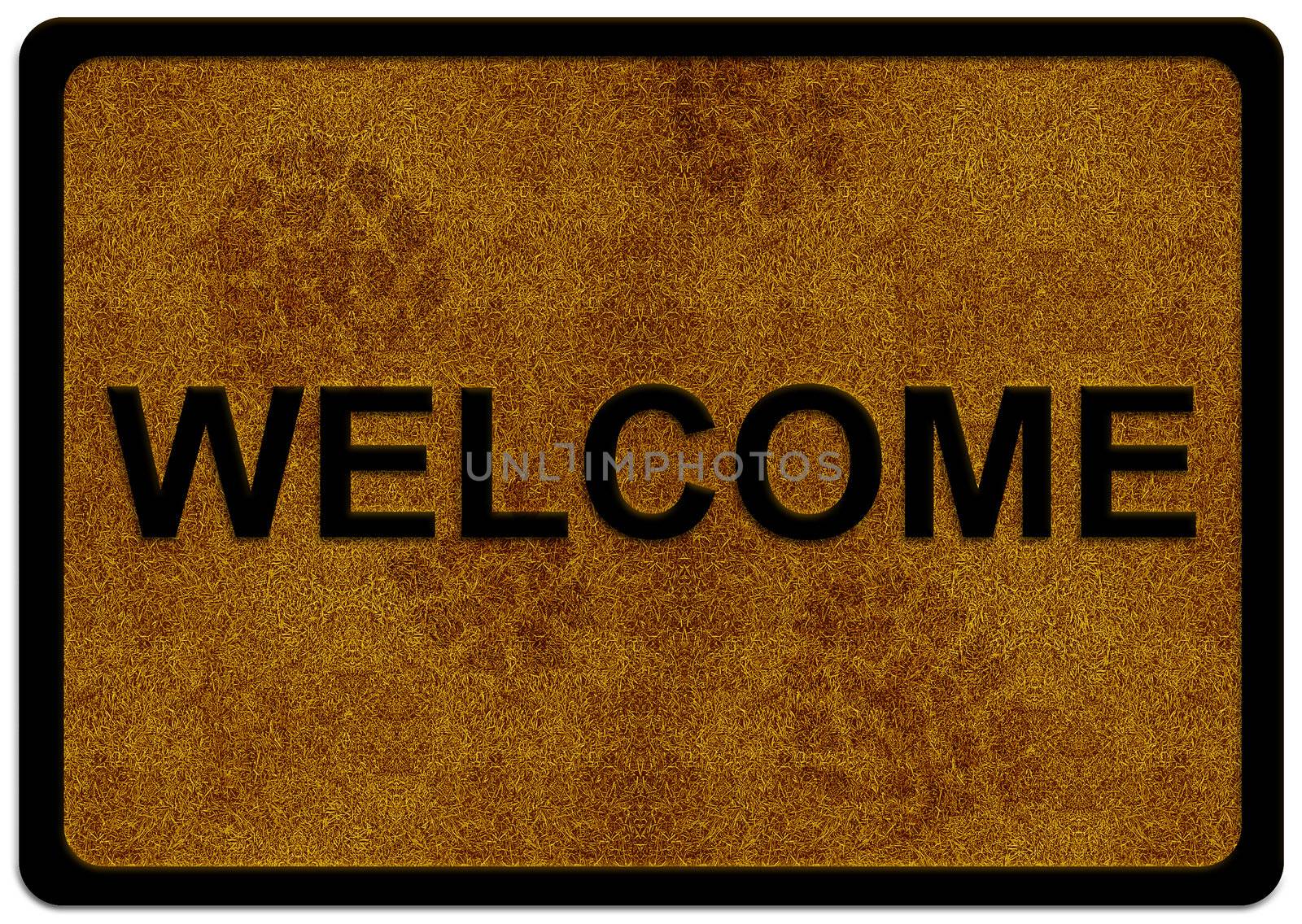welcome cleaning foot carpet with shoe print on it.