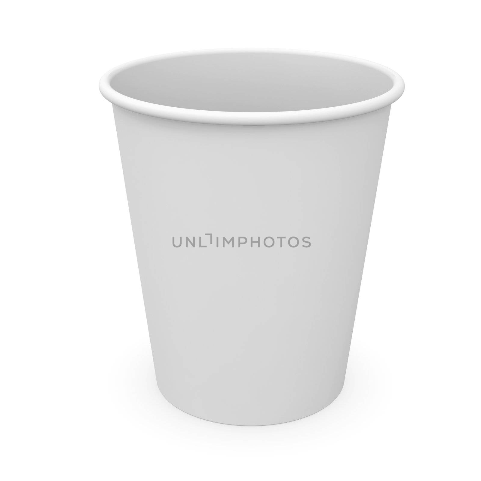 White paper cup. Isolated render on a white background