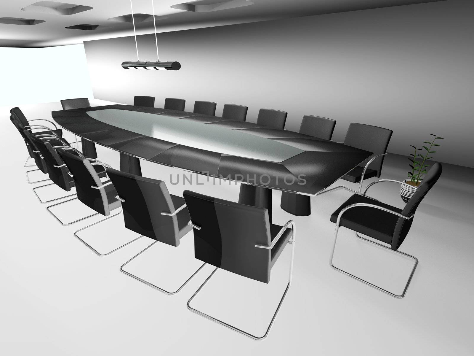 3d round conference room, isolated on white