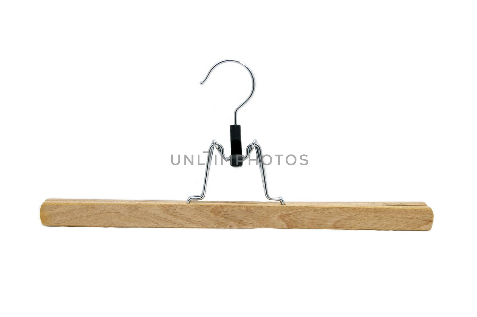 new wooden clothes hanger on a white background