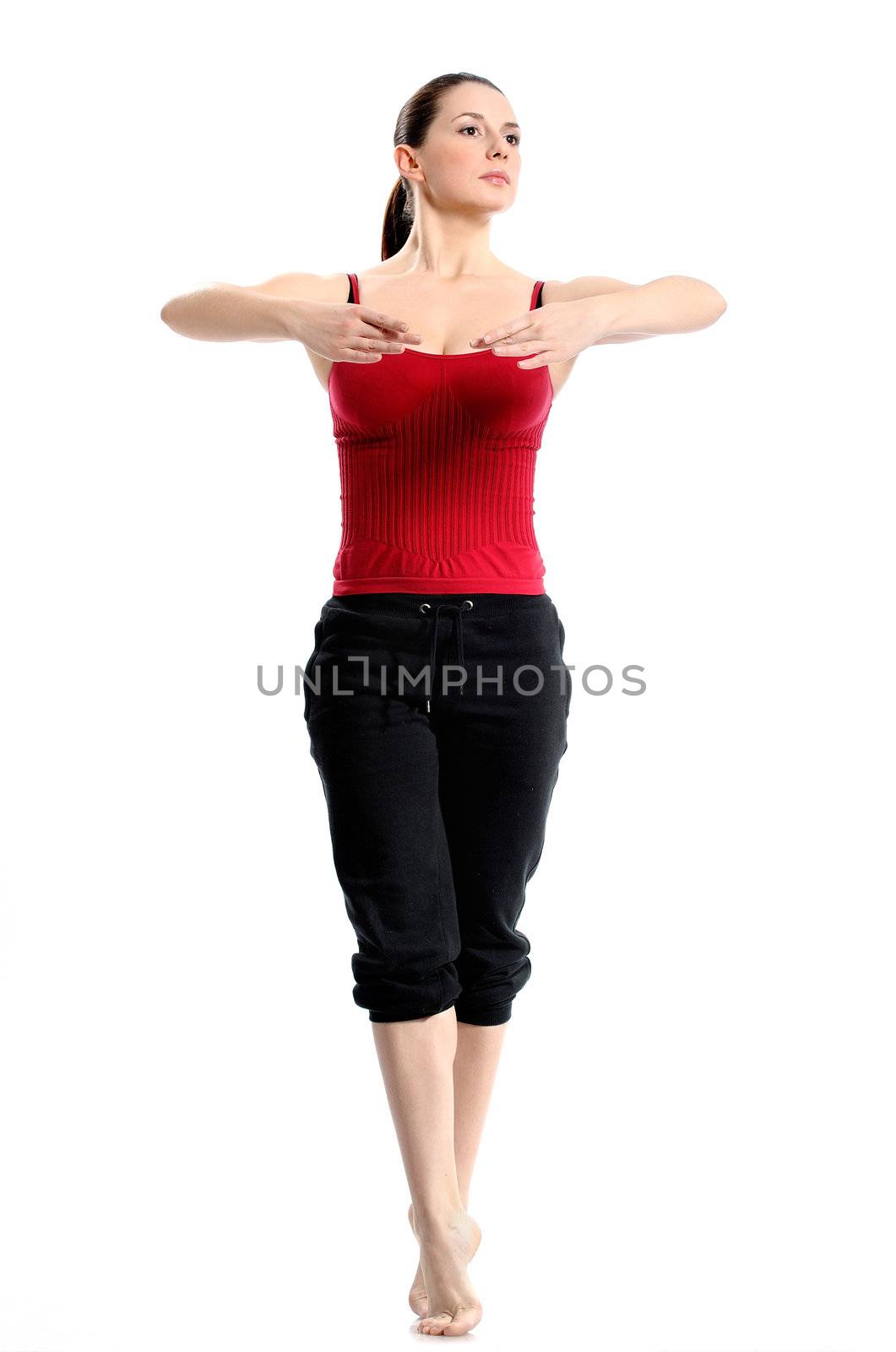 Girl in sportswear doing sport exercises by kirs-ua