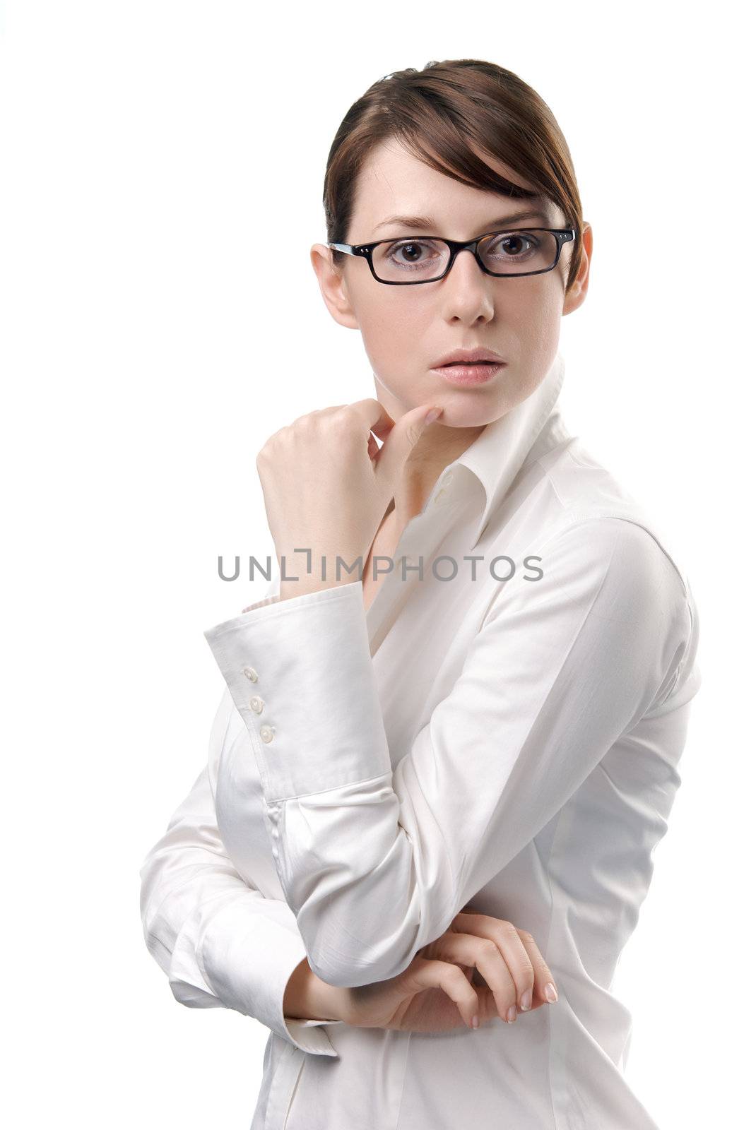 Young Beautiful Business Woman with Eyeglasses